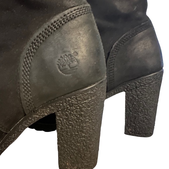 Like New Timberland Glancy 3” Womens 8432A001 Black Nubuck Heel Boots Shoes SZ-7 - Picture 3 of 6